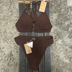 Chocolate Brown RIBBED Bikini Set